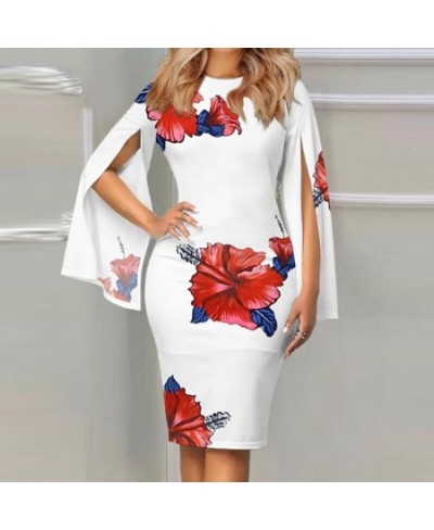 Spring Summer Party Dress Women Elegant Flower Print Bodycon Dresses For Women V Neck Office Dress 2023 $44.40 - Dresses