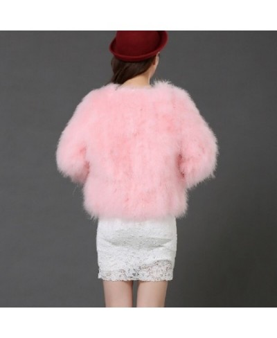 Women Fashion Fur Coats Winter Real Ostrich Fur Jackets Natural Turkey Feather Fluffy Outerwear Lady 20 Colors Plus Size $89....