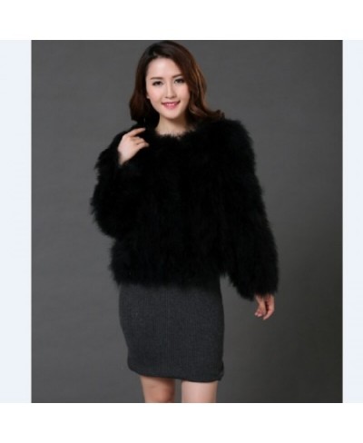 Women Fashion Fur Coats Winter Real Ostrich Fur Jackets Natural Turkey Feather Fluffy Outerwear Lady 20 Colors Plus Size $89....