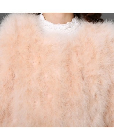 Women Fashion Fur Coats Winter Real Ostrich Fur Jackets Natural Turkey Feather Fluffy Outerwear Lady 20 Colors Plus Size $89....