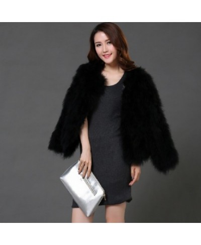 Women Fashion Fur Coats Winter Real Ostrich Fur Jackets Natural Turkey Feather Fluffy Outerwear Lady 20 Colors Plus Size $89....