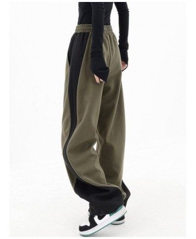 Sweatpants Women Pants Patchwork Loose Elastic Waist Wide Leg Pants Casual Spring Streetwear Fashion Black Y2k Trousers $53.5...