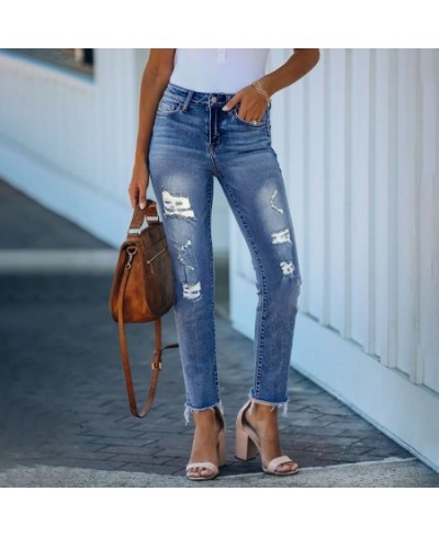 2022 Summer New Women Loose Casual Pants Street Wear Wash Blue Denim Pants Ripped Jeans Retro High Waist Straight Leg Jeans $...