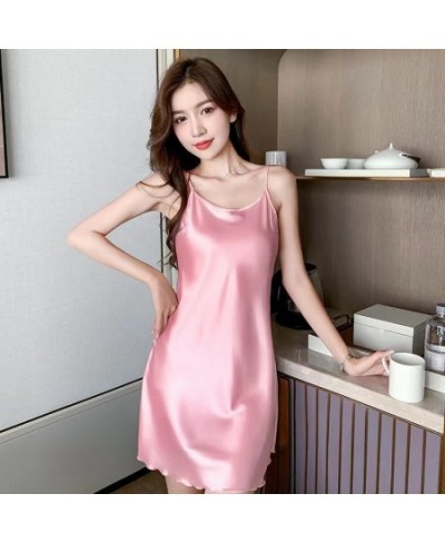 Sexy Pajamas Women's Silk Suspender Nightdress Ladies Spring and Summer Ice Silk Thin Halter Home Service Can Be Worn Outside...