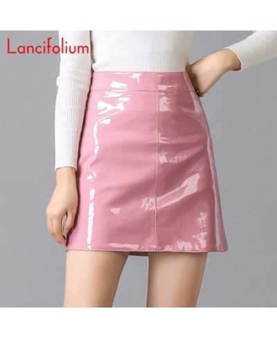 Women PU Pink Black Harajuku Casual Sexy Skirt Spring High Waist Bright Leather Mini Skirt Elegant Office Wear y2k Skirts $34...