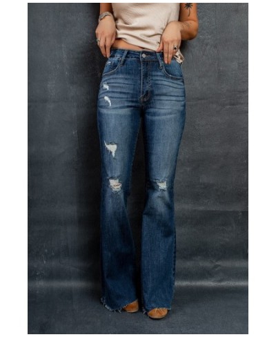 2023 New Women High Waist Ripped Flare Jeans Fashion Stretch Skinny Slim Denim Long Pants Street Casual Trousers Top Quality ...