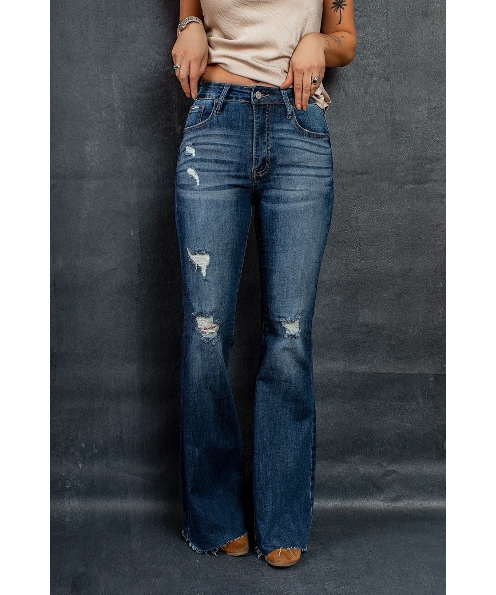 2023 New Women High Waist Ripped Flare Jeans Fashion Stretch Skinny Slim Denim Long Pants Street Casual Trousers Top Quality ...