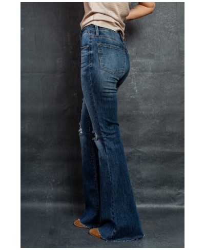 2023 New Women High Waist Ripped Flare Jeans Fashion Stretch Skinny Slim Denim Long Pants Street Casual Trousers Top Quality ...