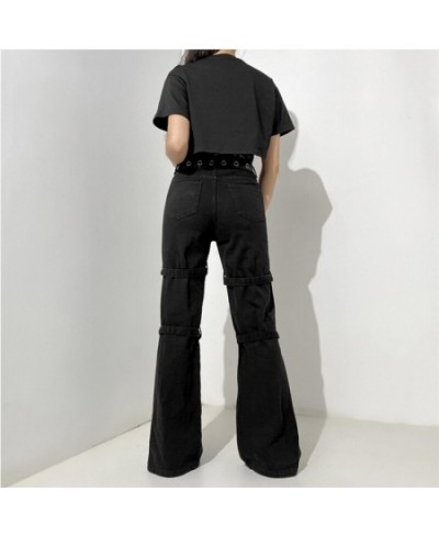 Gothic Punk Black Buckle New Pants Harajuku High Waist Big Pocket Trousers Goth Mall Grunge Cargo Pants Techwear Women $49.95...