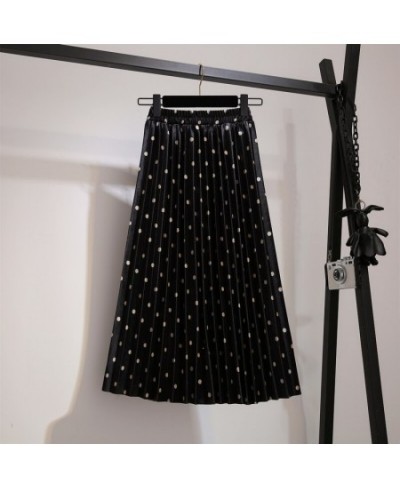 Pleated Skirts Women Spring Autumn Saia Midi High Waist Faldas Mujer Moda Plus Size Jupe Femme Vintage Velvet Dots Ladies Ski...