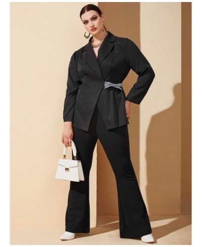 Clearance Outfits Fashion Belted Women Plus Size Coats 2022 Spring Autumn Black Slim Formal Suit Outwear Elegant Clothing $52...