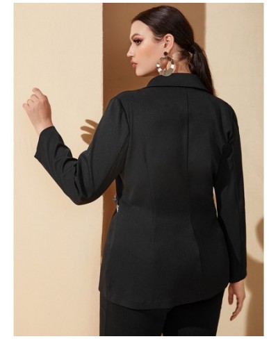 Clearance Outfits Fashion Belted Women Plus Size Coats 2022 Spring Autumn Black Slim Formal Suit Outwear Elegant Clothing $52...