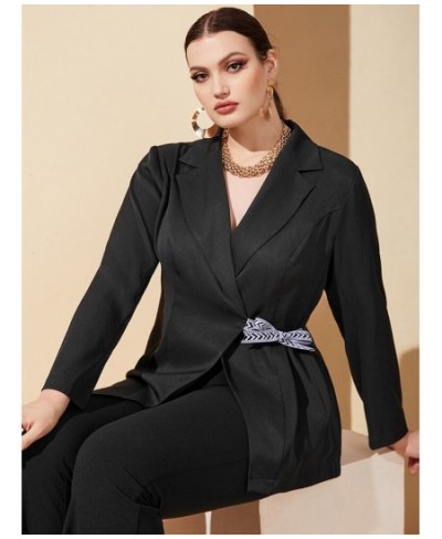 Clearance Outfits Fashion Belted Women Plus Size Coats 2022 Spring Autumn Black Slim Formal Suit Outwear Elegant Clothing $52...