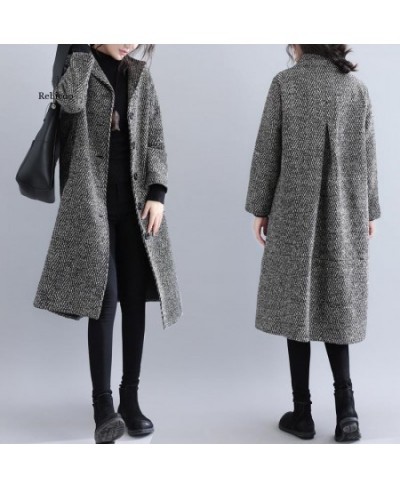 Autumn Winter Warm Long Coat Women Korean Elegant Ladies Single-Breasted A-Line Wool Jacket Coats Monteau Femme $85.14 - Jack...