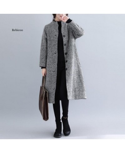 Autumn Winter Warm Long Coat Women Korean Elegant Ladies Single-Breasted A-Line Wool Jacket Coats Monteau Femme $85.14 - Jack...