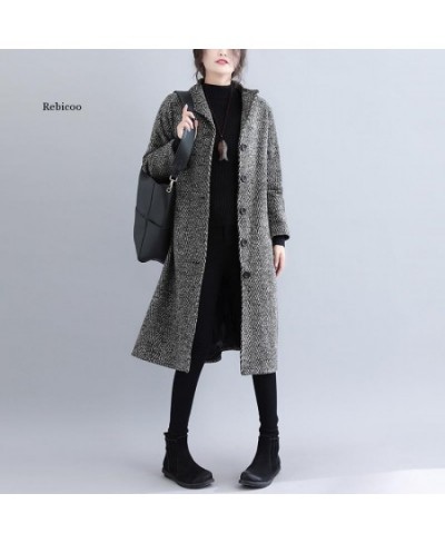 Autumn Winter Warm Long Coat Women Korean Elegant Ladies Single-Breasted A-Line Wool Jacket Coats Monteau Femme $85.14 - Jack...