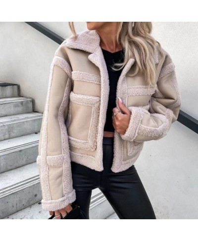 Winter Lamb Fleece Warm Thick Outwear Coat Women Retro PU Leather Patchwork Jacket Autumn Casual Lapel Short Tops Cardigan 20...