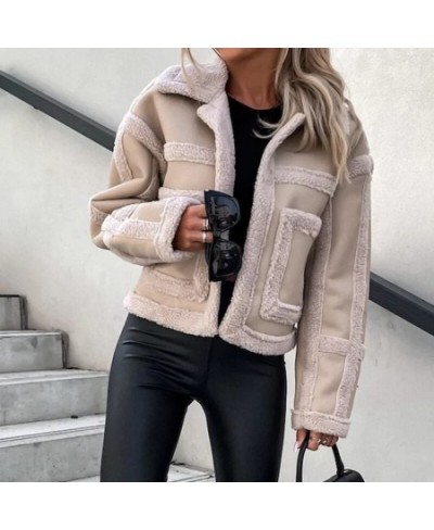 Winter Lamb Fleece Warm Thick Outwear Coat Women Retro PU Leather Patchwork Jacket Autumn Casual Lapel Short Tops Cardigan 20...