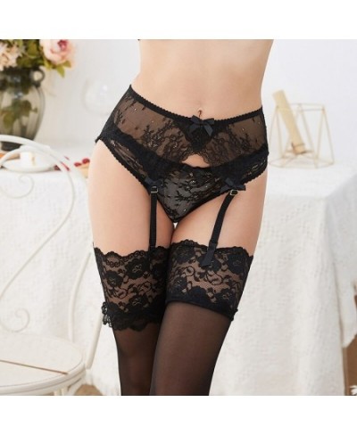 Ladies Stockings Garter Panties Set Sexy Bowknot Net Gauze Underwear $28.85 - Underwear