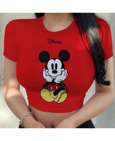 Party Woman Clothes Sexy Women's T-shirt Slim Fit Crop Top Print Y2k Tight Fashion Blouses 2022 Mickey T-shirts Minnie Mouse ...