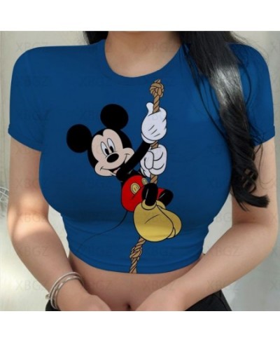 Party Woman Clothes Sexy Women's T-shirt Slim Fit Crop Top Print Y2k Tight Fashion Blouses 2022 Mickey T-shirts Minnie Mouse ...