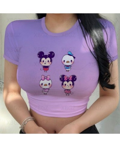 Party Woman Clothes Sexy Women's T-shirt Slim Fit Crop Top Print Y2k Tight Fashion Blouses 2022 Mickey T-shirts Minnie Mouse ...