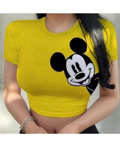 Party Woman Clothes Sexy Women's T-shirt Slim Fit Crop Top Print Y2k Tight Fashion Blouses 2022 Mickey T-shirts Minnie Mouse ...