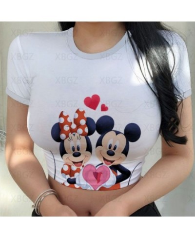 Party Woman Clothes Sexy Women's T-shirt Slim Fit Crop Top Print Y2k Tight Fashion Blouses 2022 Mickey T-shirts Minnie Mouse ...