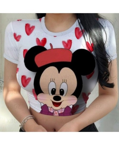 Party Woman Clothes Sexy Women's T-shirt Slim Fit Crop Top Print Y2k Tight Fashion Blouses 2022 Mickey T-shirts Minnie Mouse ...