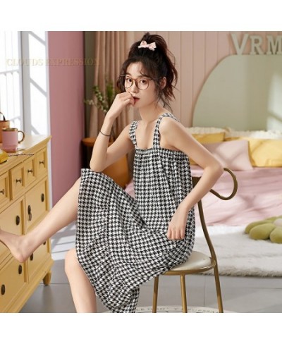 Summer M-3XL Knitted Cotton Night Dress Cartoon Print Womens Nightgowns Sleepshirts Girls Nightgowns Kawaii Homewear Nightdre...