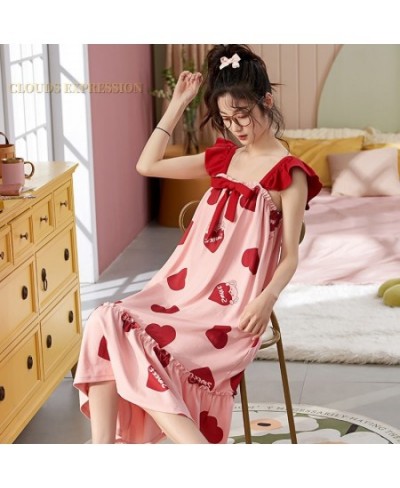 Summer M-3XL Knitted Cotton Night Dress Cartoon Print Womens Nightgowns Sleepshirts Girls Nightgowns Kawaii Homewear Nightdre...