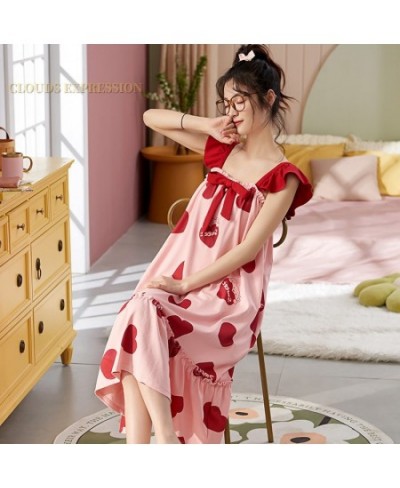 Summer M-3XL Knitted Cotton Night Dress Cartoon Print Womens Nightgowns Sleepshirts Girls Nightgowns Kawaii Homewear Nightdre...