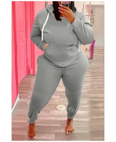 Plus Size Women Sets 2022 Autumn Solid Hoodies And Pants Fashion Two Piece Sets Lady Tracksuit Sweatshirt Sexy Female Clothin...