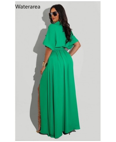 Women Shirt Dresses Solid Half Sleeves Belt Single Breased Vestido Casual Female Maxi Pleated Dress Office Lady $47.07 - Dresses