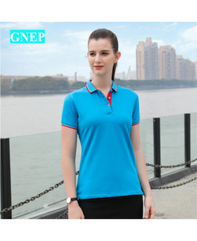 Ladies Cotton Short Sleeve Polo Shirt Custom Solid Color Lapel Collar Casual Top Printable Logo Fashion Workwear GNEP2023 New...