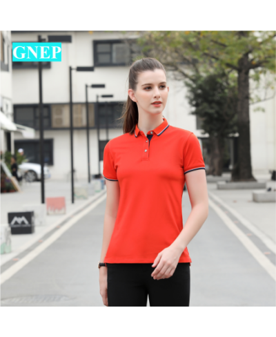 Ladies Cotton Short Sleeve Polo Shirt Custom Solid Color Lapel Collar Casual Top Printable Logo Fashion Workwear GNEP2023 New...