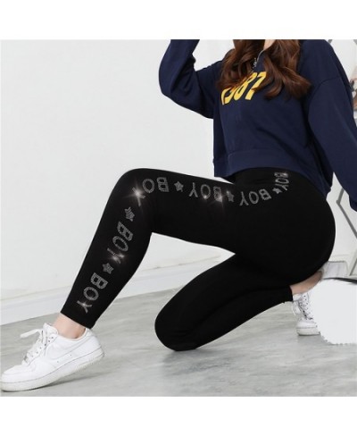 Black Stretch Rhinestone Skinny Pants Women Leggings Pearl Thick Velvet Ankle-Length Elastic Pants Tide Autumn Winter Legging...