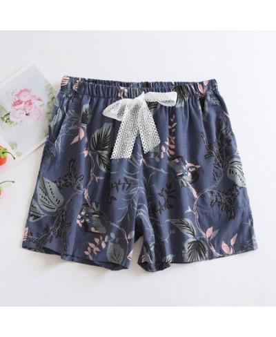 Women Pajamas Shorts Cotton Floral Printing Shorts Loose Beach Bottoms Home Pants Comfy Lounge Bottom Sleep Shorts $25.00 - S...