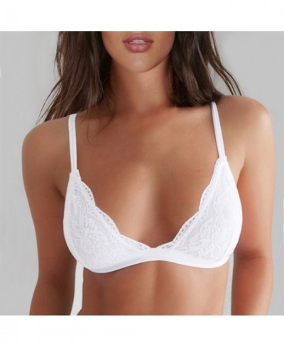 Wireless For Triangle Women Transparent Underwear White/black Lingerie Sexy Bralette Thin Lace Solid Bra $18.79 - Underwear