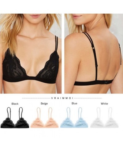 Wireless For Triangle Women Transparent Underwear White/black Lingerie Sexy Bralette Thin Lace Solid Bra $18.79 - Underwear