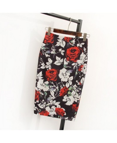 Floral Print High Waist Pencil Skirt Fashion Bodycon Skirts Womens Summer 2023 Knee Length Elastic Saia 23 Colors C574 $31.00...