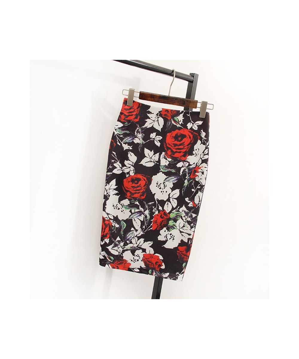 Floral Print High Waist Pencil Skirt Fashion Bodycon Skirts Womens Summer 2023 Knee Length Elastic Saia 23 Colors C574 $31.00...