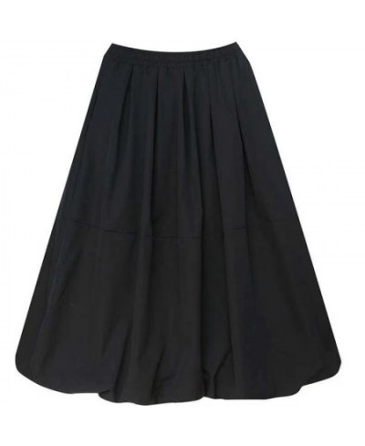 L-4XL Women's Black Long Tutu Skirt With Pockets Fashion High Waist A-Line Maxi Skirts Womens Loose Casual Pleated Skirt C419...