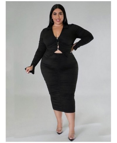 Plus Size Two Piece Sets Womens Outifits Long Sleeve Crop Top and Elegant Long Skirt Large Size Suit Wholesale $45.37 - Plus ...