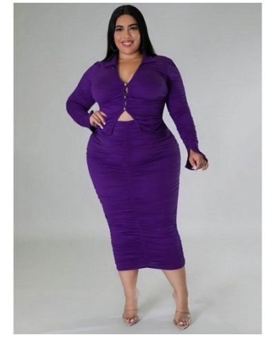 Plus Size Two Piece Sets Womens Outifits Long Sleeve Crop Top and Elegant Long Skirt Large Size Suit Wholesale $45.37 - Plus ...