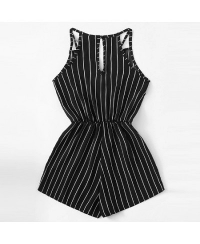 bodysuit Women Summer Sleeveless Strappy Short Playsuits Striped Cami Belt Romper Jumpsuit Loose Fashion 2023 $29.79 - Rompers