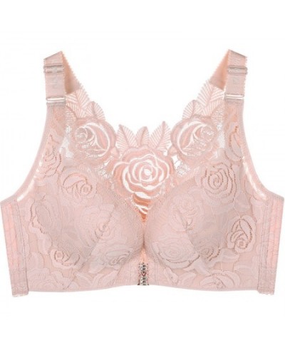 underwear women Front button rose bra Gather adjustment Underwireless underwear big size Plus size bra 95D $33.46 - Underwear