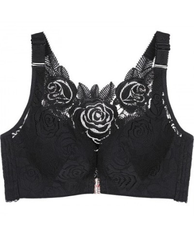 underwear women Front button rose bra Gather adjustment Underwireless underwear big size Plus size bra 95D $33.46 - Underwear