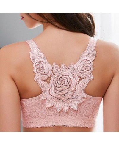 underwear women Front button rose bra Gather adjustment Underwireless underwear big size Plus size bra 95D $33.46 - Underwear