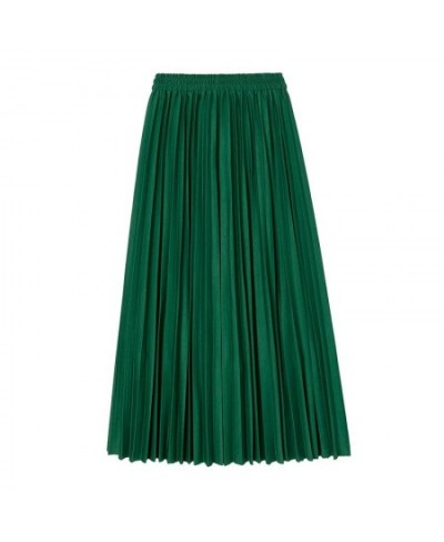 2022 Summer New Casual Simple Solid Color Sweet Pleated Skirt Elastic High Waist Loose Elegant Women Long Skirt $34.32 - Skirts